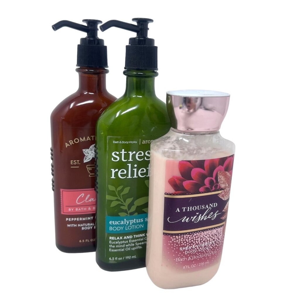 Bath & Body 3 Pc Lotion Set Clarity / Stress Relief / A Thousand Wishes -‎ READ